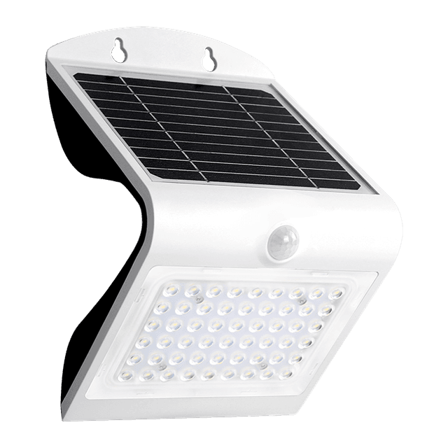 SUNLIGHT ‘BUTTERFLY’ LED 4W SOLAR WALL LIGHT WITH MOTION SENSOR WHITE 500LM 6000K+3000K IP65